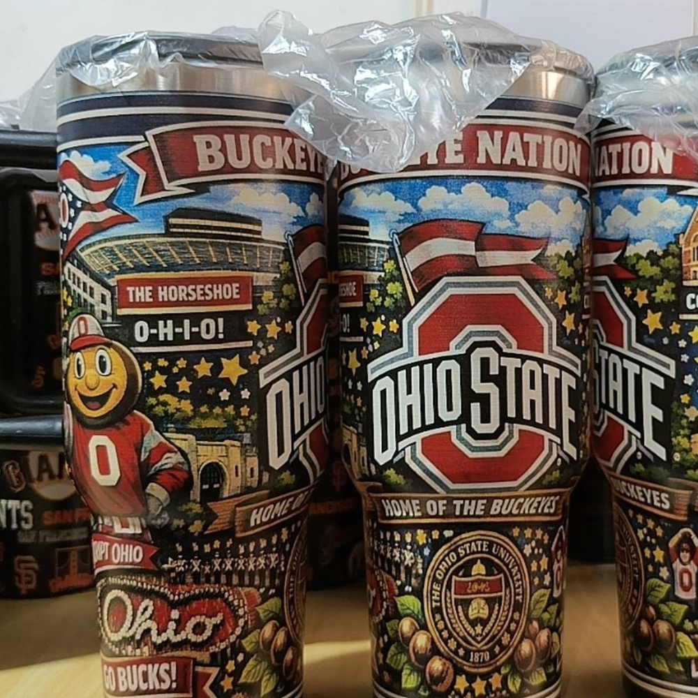 OHIO Buckeyes Stainless Steel Travel Tumbler - Scarlet & Gray